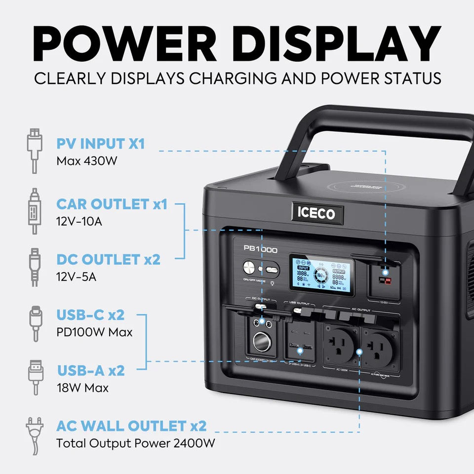 Iceco PB1000 1057wh Portable Power Station - LiFePO4 battery