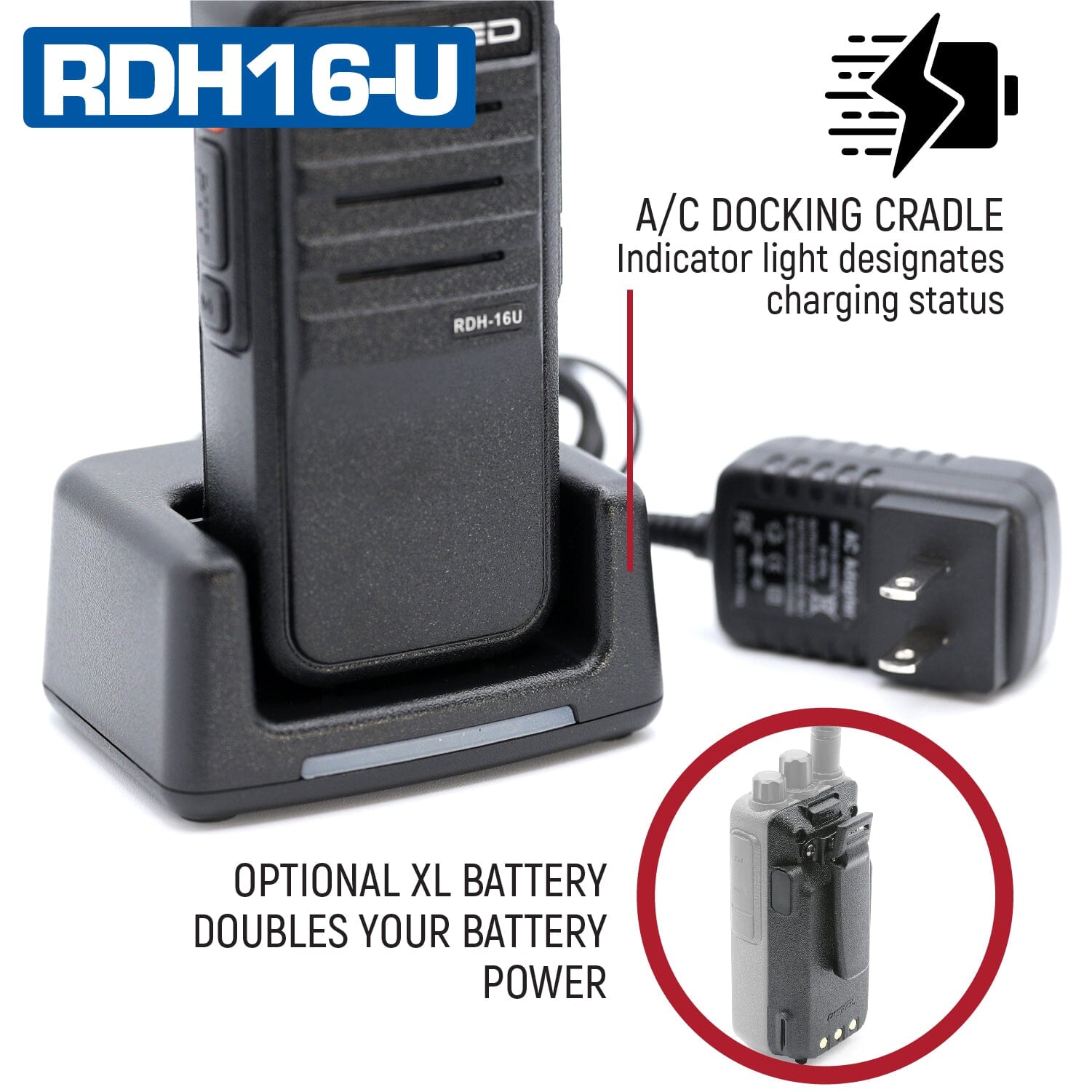 Rugged RDH16 UHF Business Band Handheld Radio - Digital and Analog