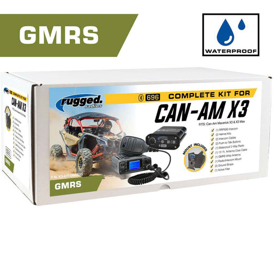 Waterproof GMRS Radio - Can-AM X3 Complete UTV Communication Intercom Kit with Dash Mount
